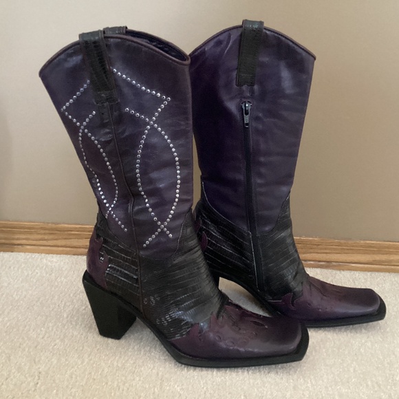 Arnold Churgin purple and black boots - Picture 1 of 7